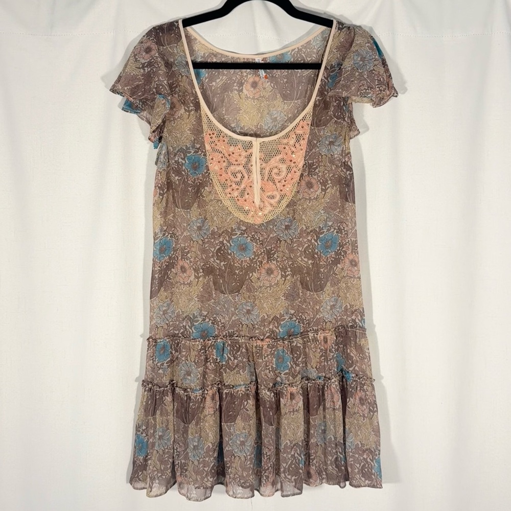 Free People Sheer Floral Mini Dress